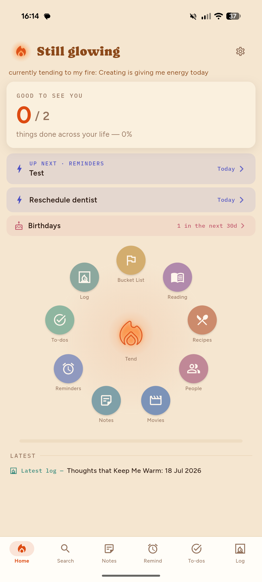 Home screen